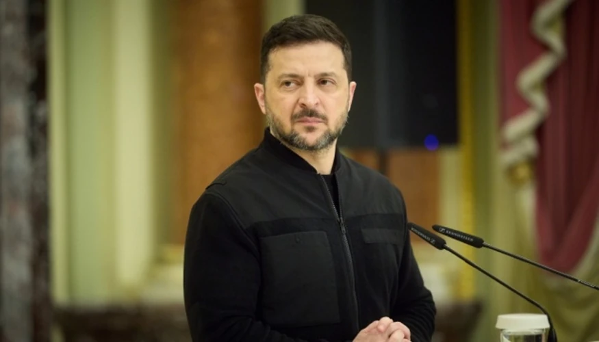Президент Володимир Зеленський під час брифінгу у Брюсселі